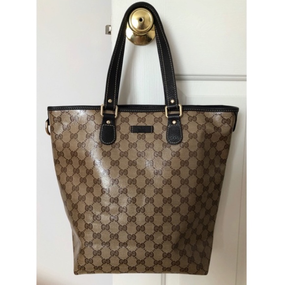 Gucci Handbags - Gucci Crystal Supreme Monogram Canvas Leather Tote